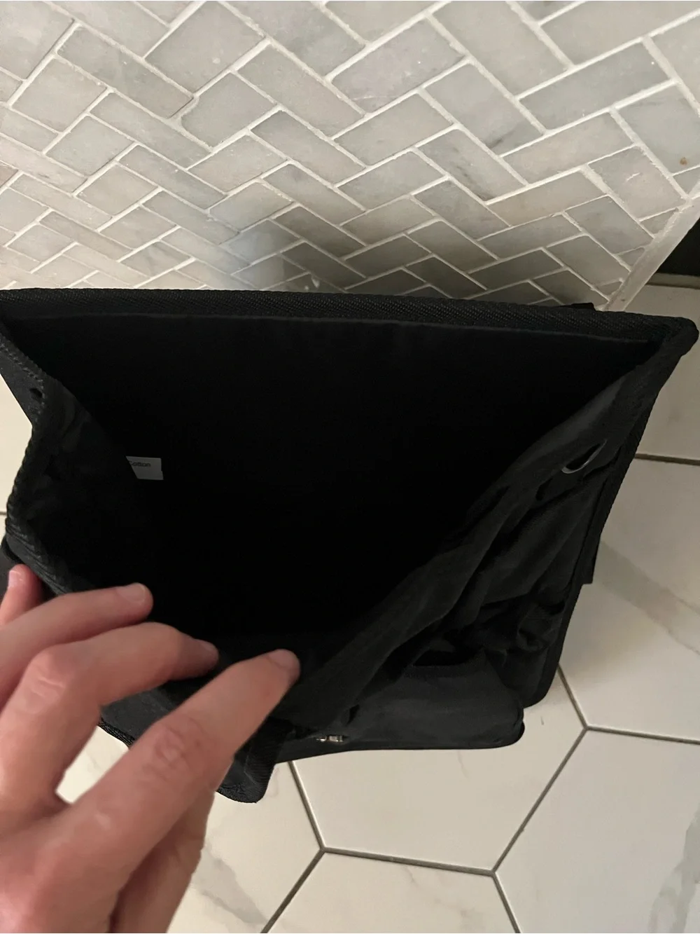 Black Men's Laptop Messenger Bag with Subtle Logo